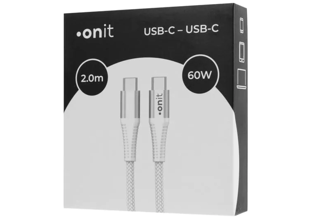 onit Câble USB 3.0 USB C - USB C 2 m, Blanc