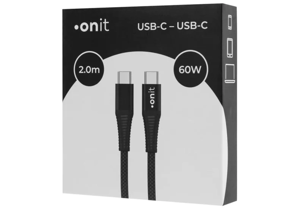 onit Câble USB 3.0 USB C - USB C 2 m, Noir