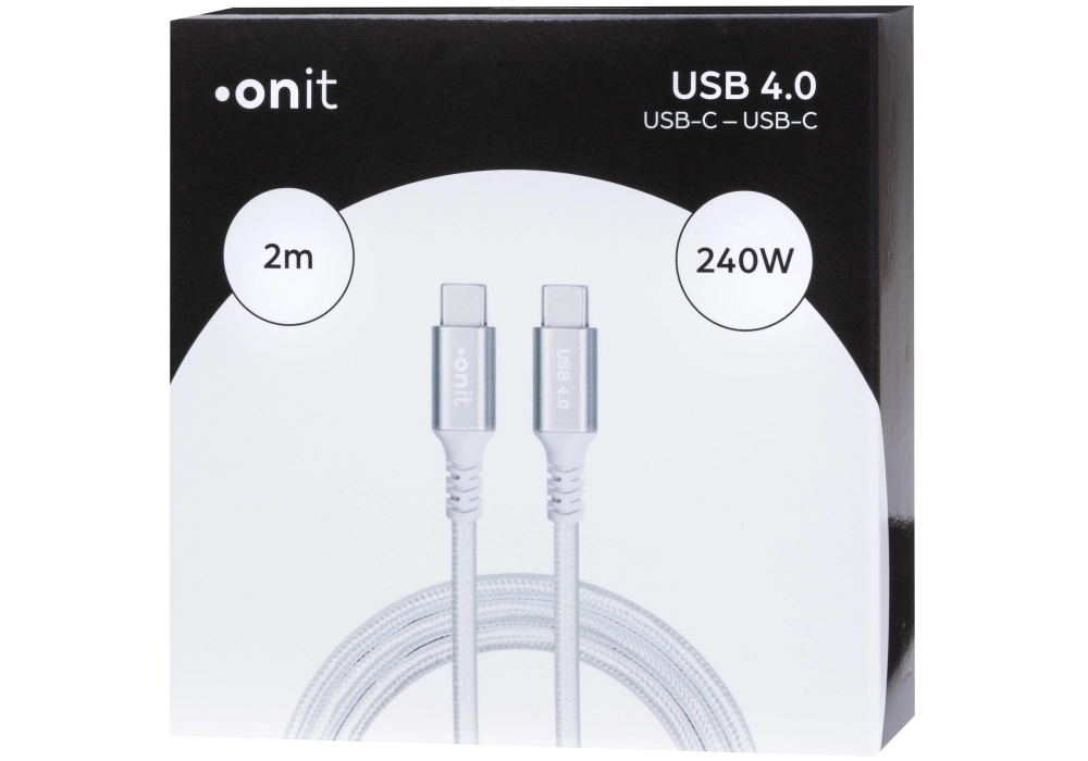 onit Câble USB4 Premium USB C - USB C 2 m, Blanc