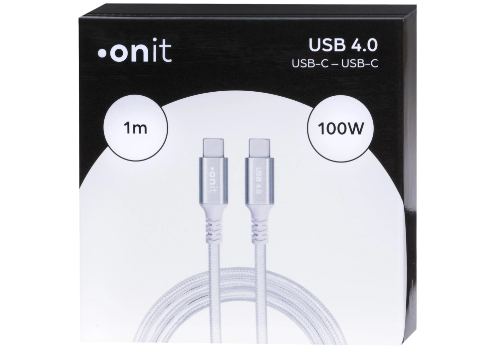 onit Câble USB4 Pro USB C - USB C 1 m, Blanc