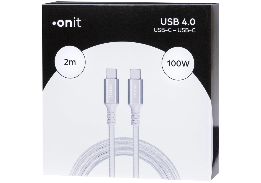onit Câble USB4 Pro USB C - USB C 2 m, Blanc