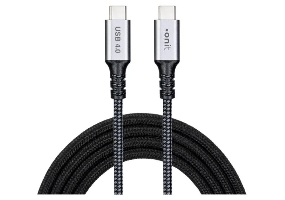 onit Câble USB4 Pro USB C - USB C 5 m, Gris/Noir
