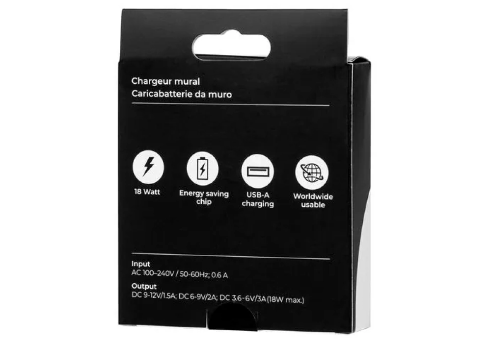 onit Chargeur mural USB-A QC3.0 18 W Noir