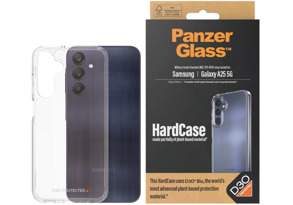 Panzerglass Coque arrière HardCase D3O Galaxy A25 5G Transparent