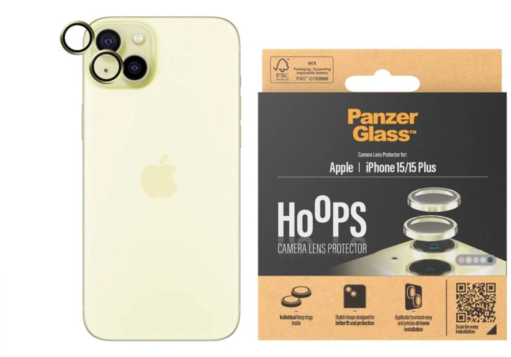 Panzerglass Lens Protector Rings HOOPS iPhone 15 / 15 Plus Jaune