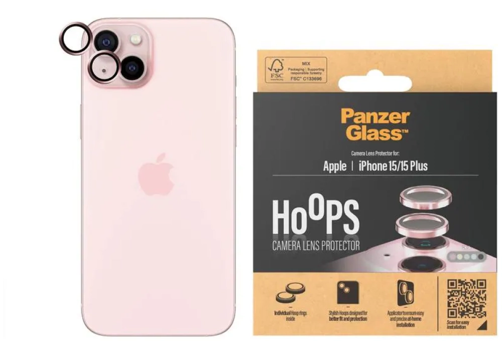 Panzerglass Lens Protector Rings HOOPS iPhone 15 / 15 Plus Rose