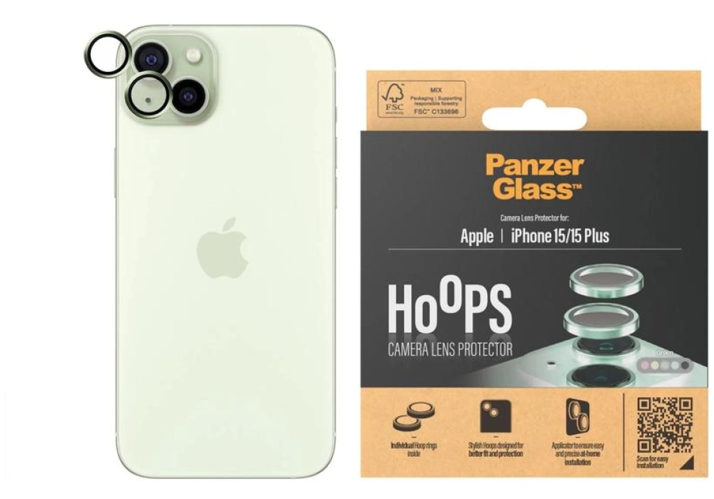 Panzerglass Lens Protector Rings HOOPS iPhone 15 / 15 Plus Vert