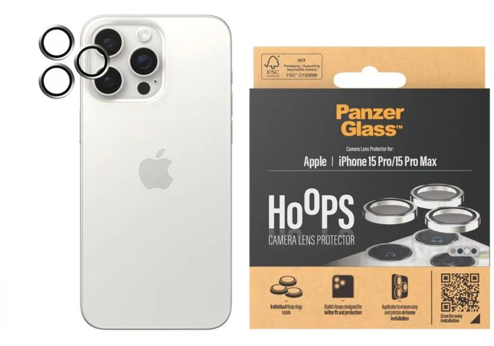 Panzerglass Lens Protector Rings HOOPS iPhone 15 Pro / 15 Pro Max Argent