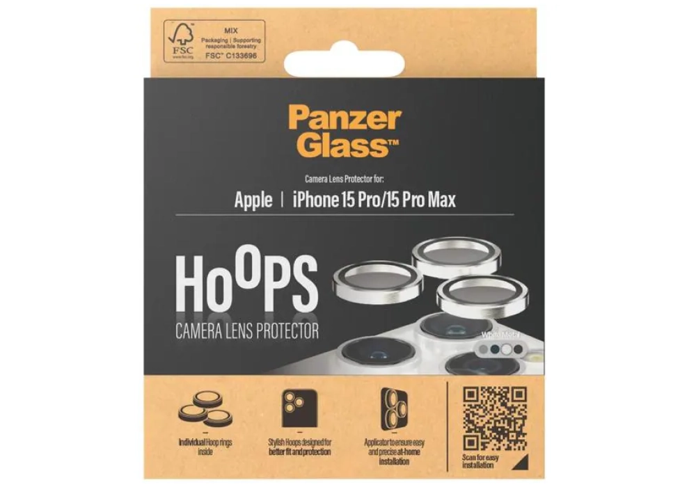 Panzerglass Lens Protector Rings HOOPS iPhone 15 Pro / 15 Pro Max Argent