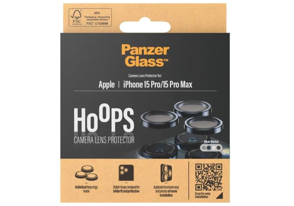 Panzerglass Lens Protector Rings HOOPS iPhone 15 Pro / 15 Pro Max Bleu