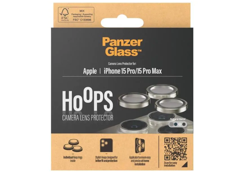 Panzerglass Lens Protector Rings HOOPS iPhone 15 Pro / 15 Pro Max Gris