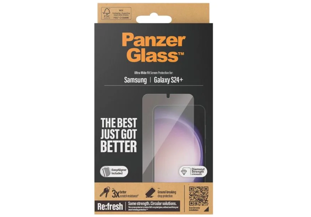 Panzerglass Protection d’écran Ultra Wide Fit Galaxy S24+ avec applicateur