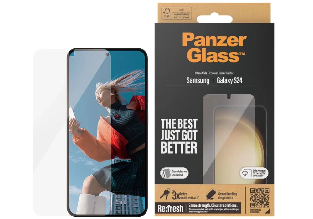 Panzerglass Protection d’écran Ultra Wide Fit Galaxy S24 avec applicateur