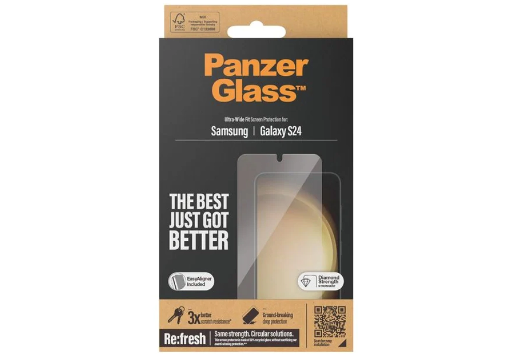 Panzerglass Protection d’écran Ultra Wide Fit Galaxy S24 avec applicateur
