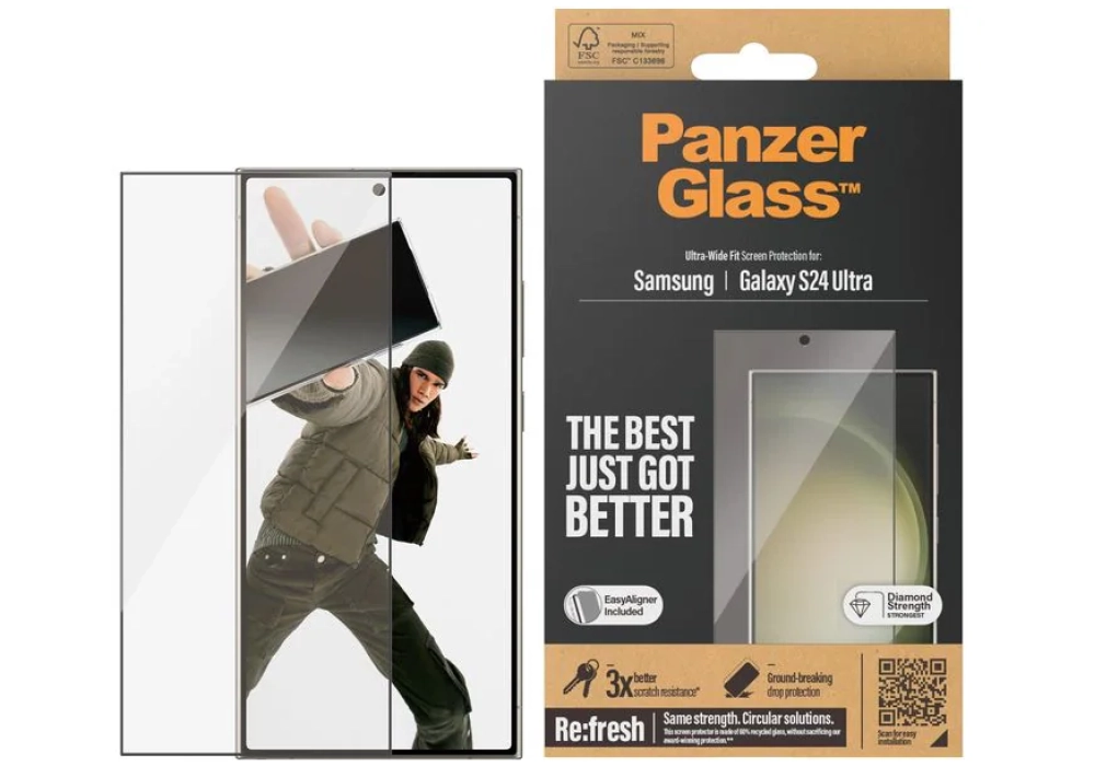 Panzerglass Protection d’écran Ultra Wide Fit Galaxy S24 Ultra avec applicateur