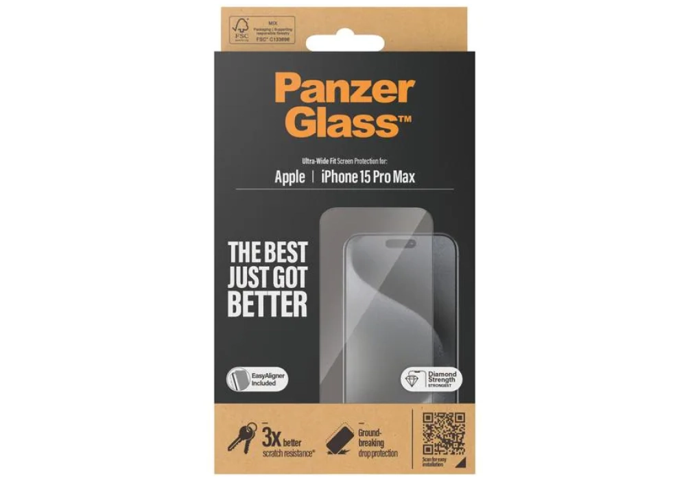 Panzerglass Protection d'écran Ultra Wide Fit iPhone 15 Pro Max