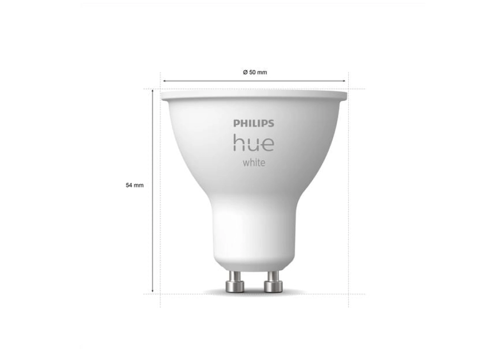 Philips Hue Ampoule White, 5.2 W, GU10, 2 pièces, BT