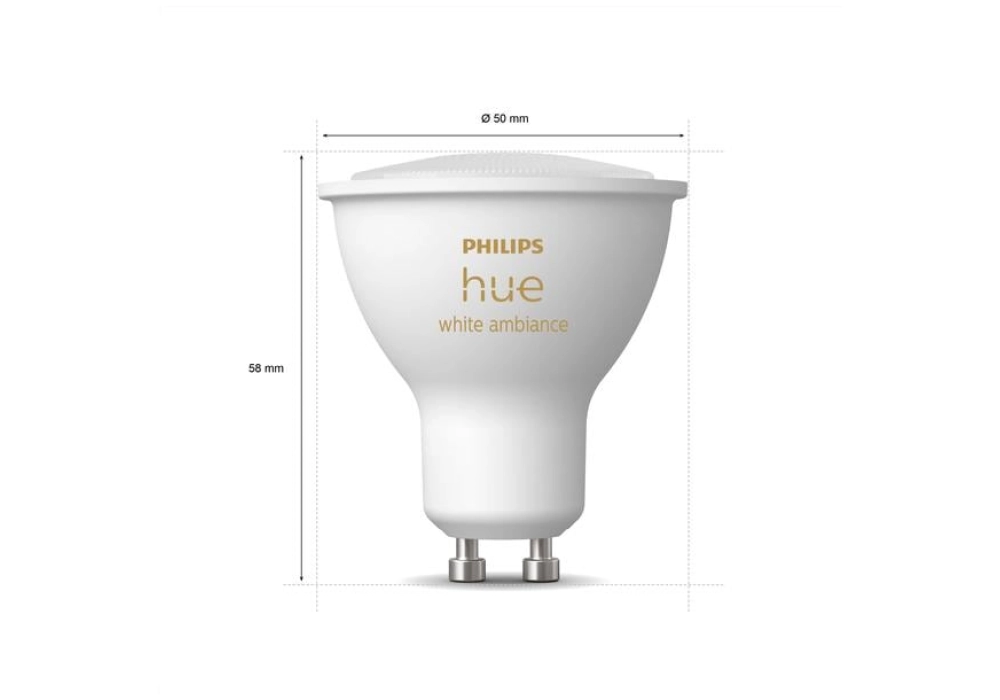 Philips Hue Ampoule White Ambiance, GU10, 3 pièces, BT