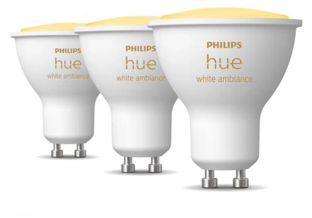Philips Hue Ampoule White Ambiance, GU10, 3 pièces, BT