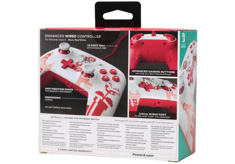 Power A Enhanced Wired Controller (Mario Rouge/Blanc)