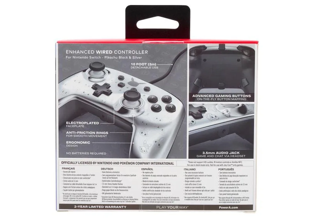 Power A Enhanced Wired Controller (Pikachu Black & Silver)