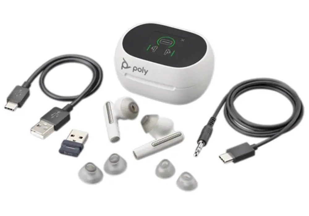 Poly Voyager Free 60+ MS USB-A, Blanc