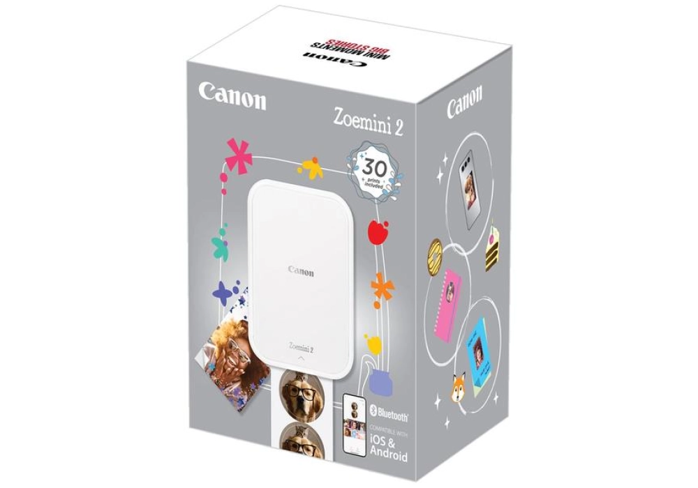Canon Zoemini 2 Blanc nacré inclus 30 papiers photo + pochette