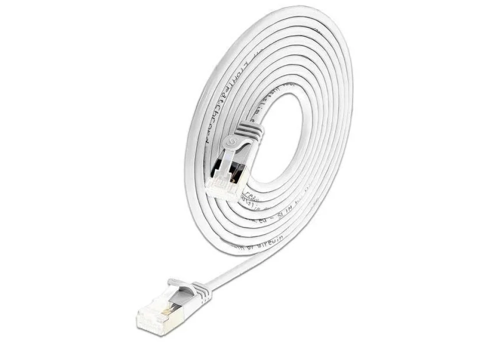 SLIM Câble patch slim RJ-45 - RJ-45, Cat 6A, U/FTP, 0.1 m, Blanc