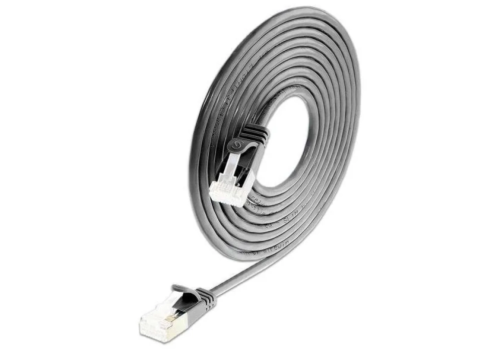 SLIM Câble patch slim RJ-45 - RJ-45, Cat 6A, U/FTP, 0.1 m, Noir