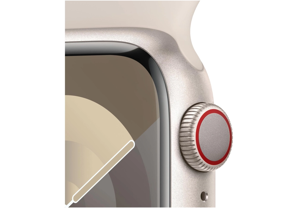 Apple Watch Series 9 41 mm LTE Alu Lumière stellaire Sport S/M