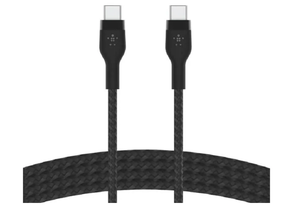 Belkin Câble chargeur USB C - USB C 1 m, tressé, blanc/noir, pack de deux
