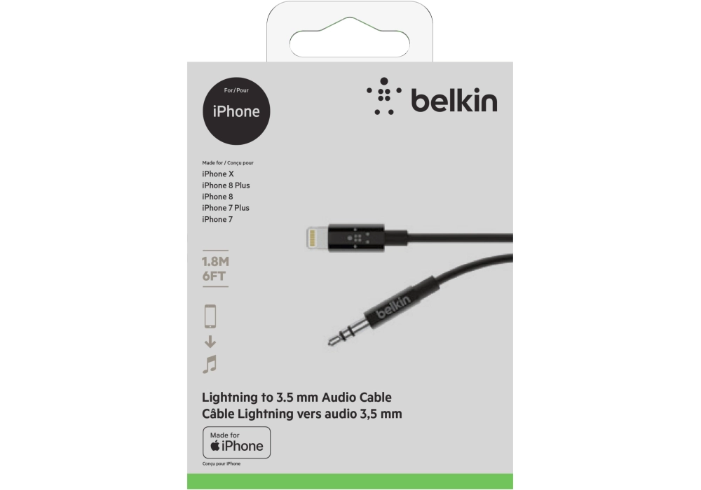 Belkin Lightning to 3.5 mm Audio Cable (Black) - 1.8m