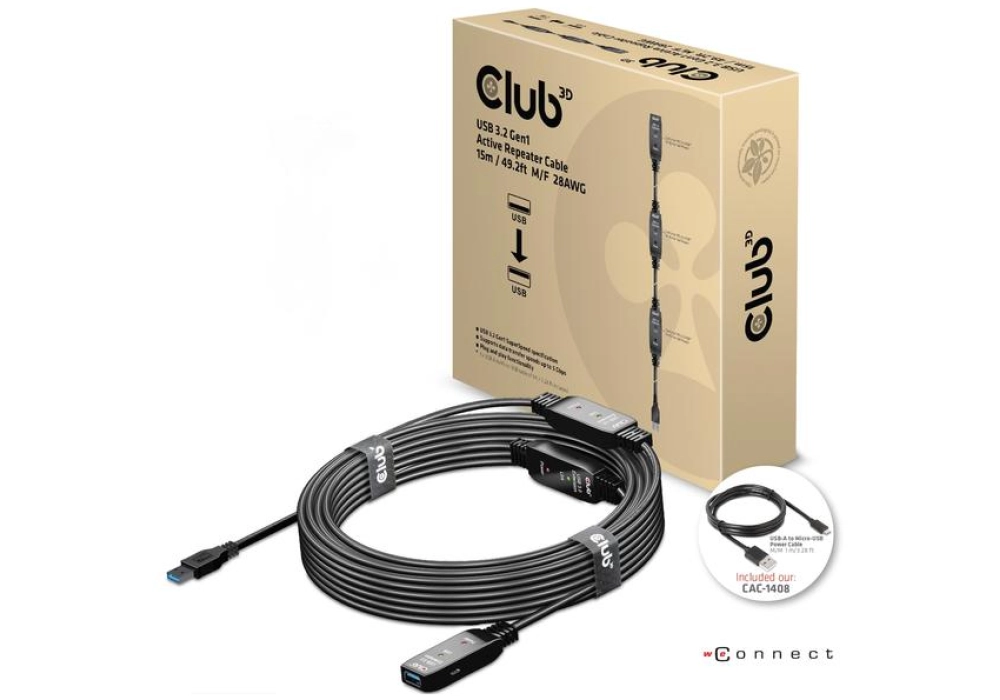 Club 3D USB 3.2 Gen 1 Active Extension Cable - 15.0 m