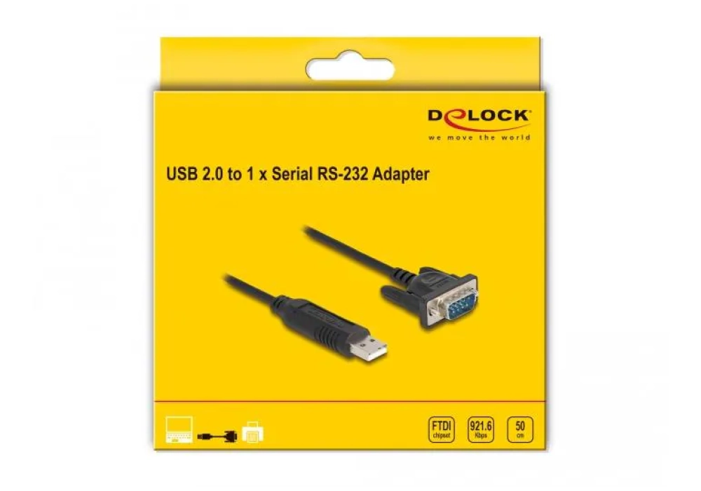 Delock Adaptateur sériel Connecteur USB A - Prise série