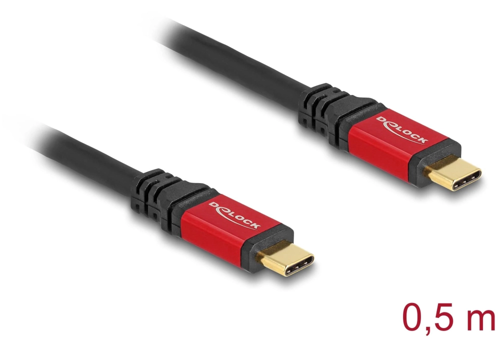 Delock Câble USB4 20 Gbps PD 3.0 100 W USB C - USB C 0.5 m