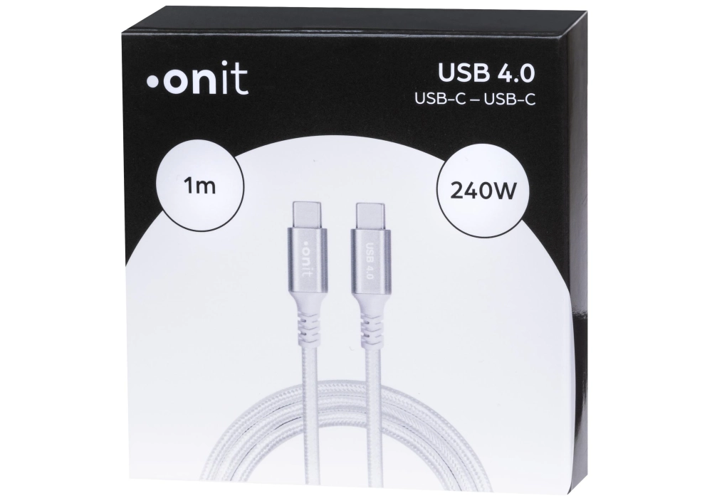 onit Câble USB4 Premium USB C - USB C 1 m, Blanc