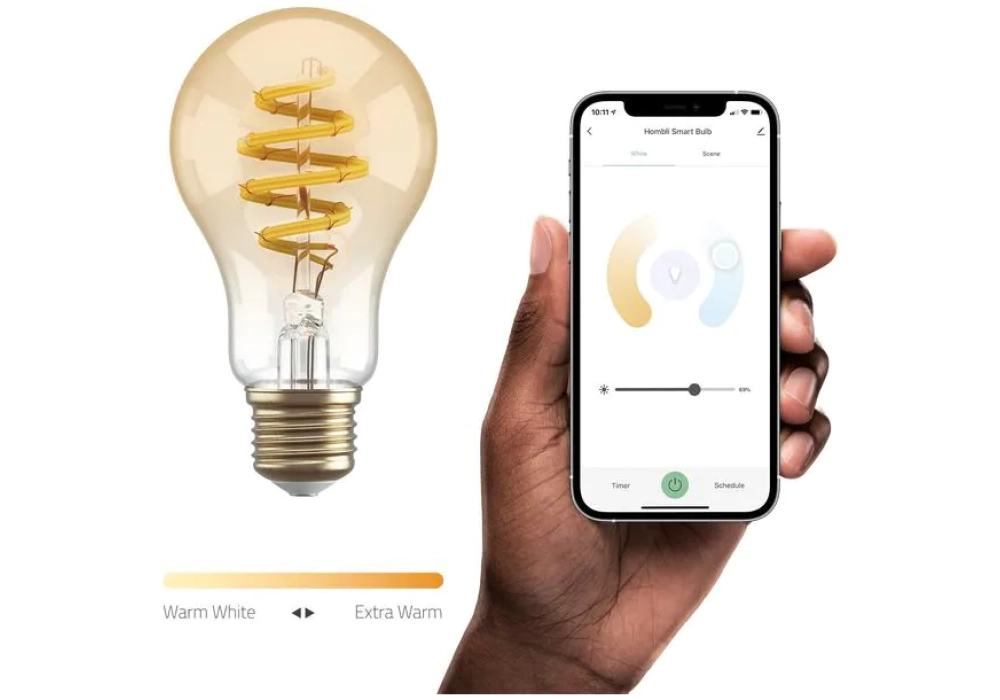 hombli Ampoule Smart Filament Bulb, E27, 5.5 W, ambre
