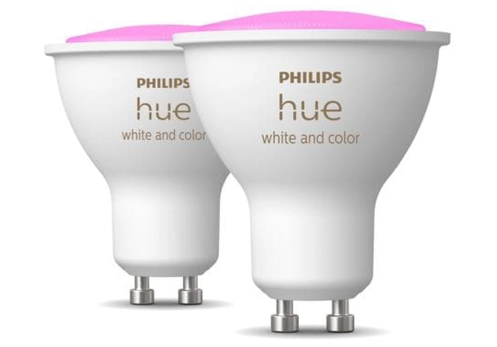 Philips Hue Ampoule White & Color Ambiance, GU10, 2 pièces, BT