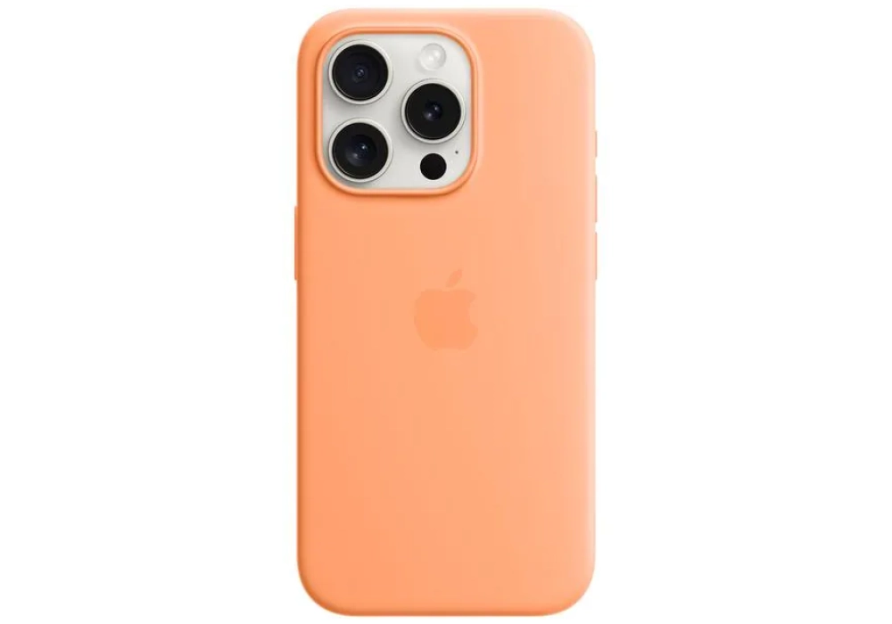 Apple Silicone Case avec MagSafe iPhone 15 Pro Orange Sorbet