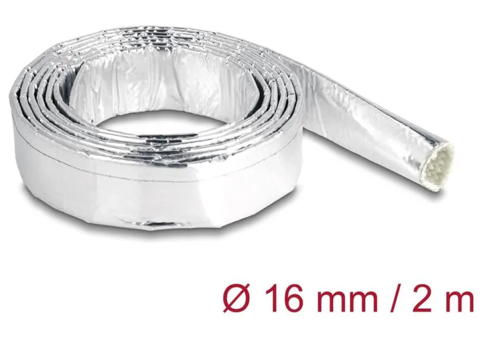 Delock Gaine de câble en fibre de verre et aluminium 2 m x 16 mm Argenté