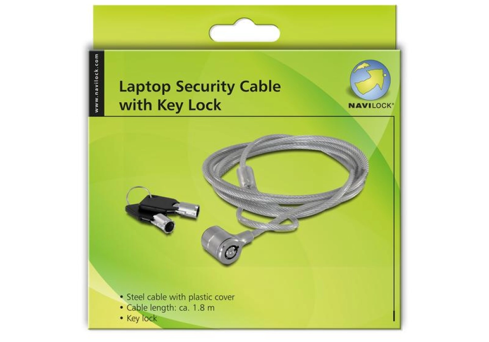 DeLOCK Navilock Câble de sécurité de laptop avec verrou à clé