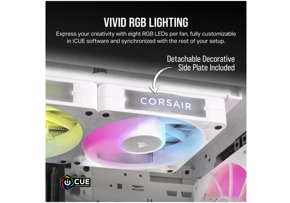 Corsair iCUE LINK RX120 RGB Blanc, kit de démarrage 3 pièces