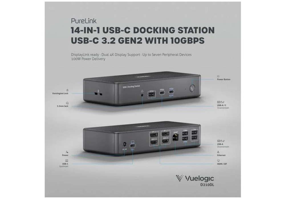 PureLink Station d'accueil USB-C VL-D210DL