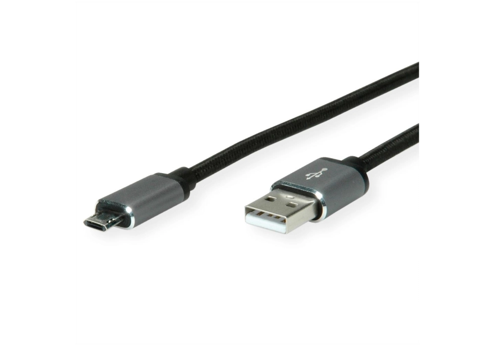 ROLINE Câble USB 2.0, A - Micro B (reversible), M/M, 0,8 m