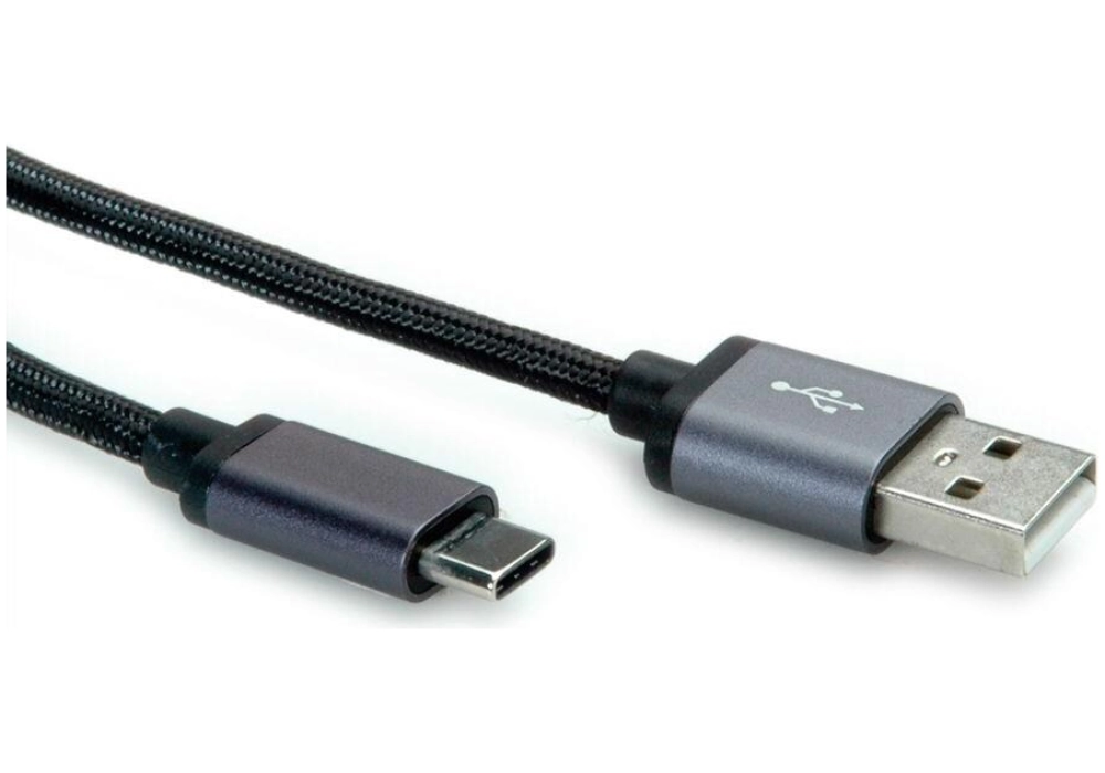 ROLINE Câble USB 2.0 Type-A / Type-C - 0.8 m (Noir)