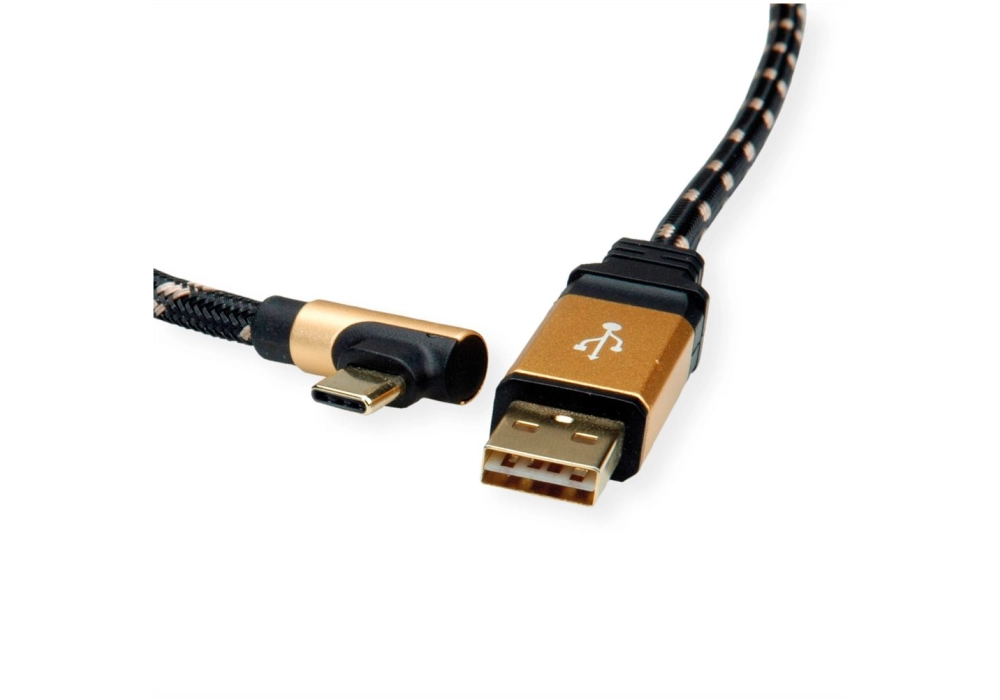ROLINE Gold Cable USB 2.0 Type-A reversible - USB-C angled 90° - 1.80 m