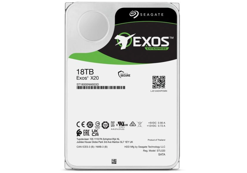 Seagate Exos X20 HDD SATA 6 Gb/s - 18.0 TB