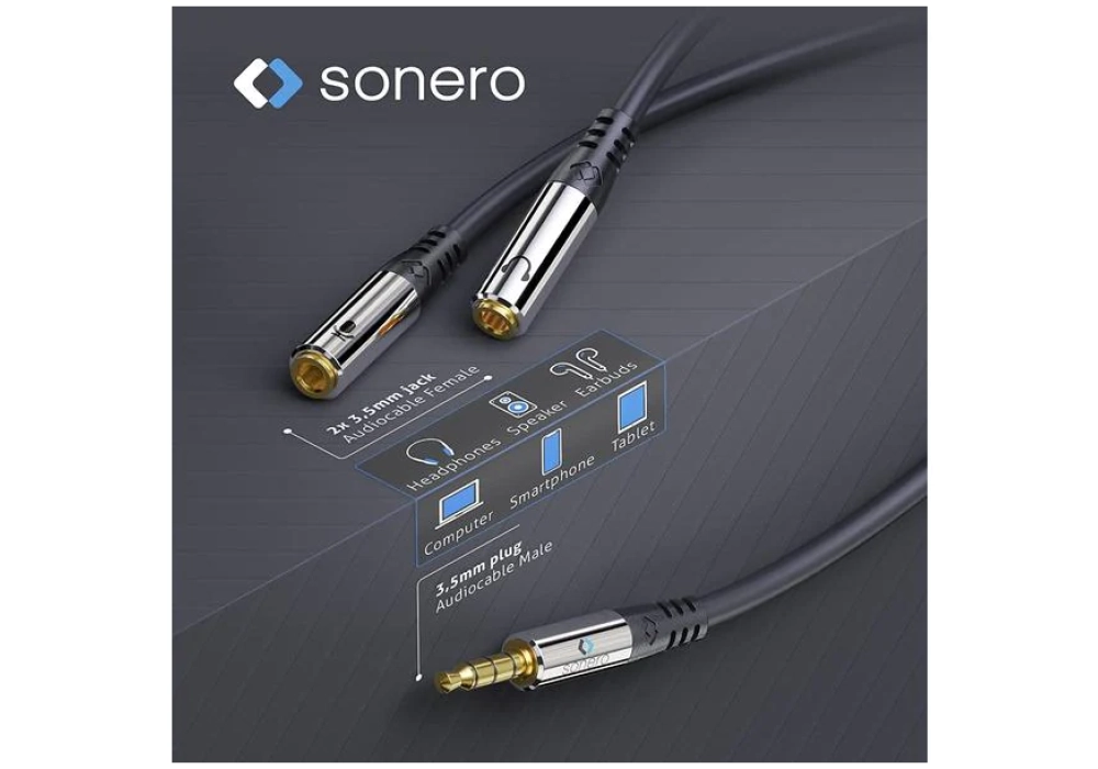 Sonero Câble audio jack 3.5 mm - jack 3.5 mm 0.25 m