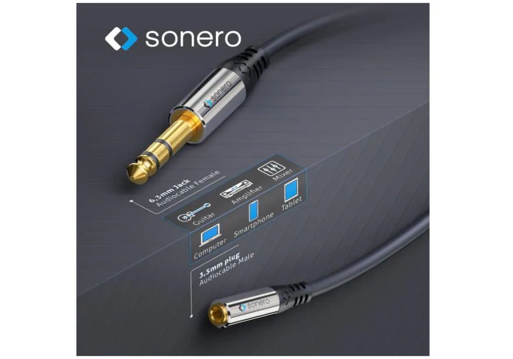 sonero Câble audio jack 6.3 mm - jack 3.5 mm 0.25 m