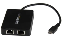 StarTech USB Type-C Dual Gigabit LAN Adapter + USB 3.0 (Black)